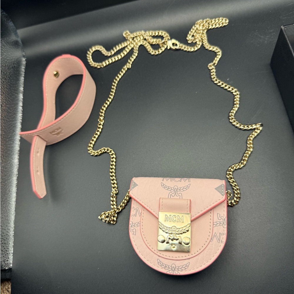 MCM Pink Leather Mini Belt Bag Crossbody - Picture 11 of 13